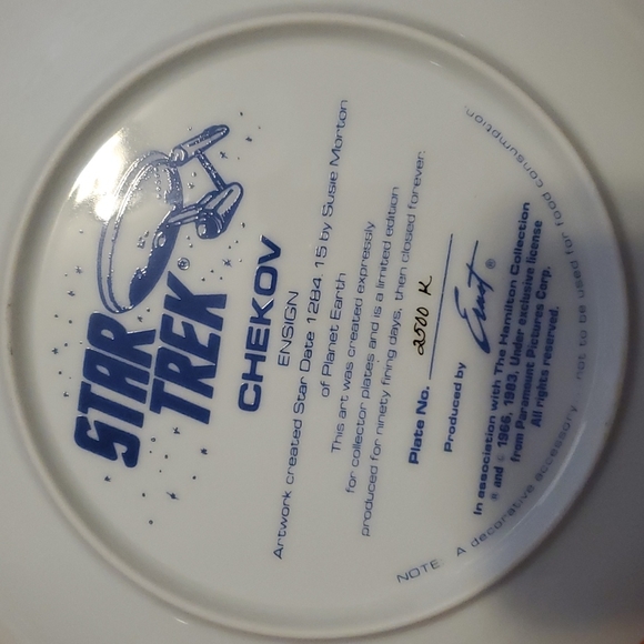 Hamilton Collection 1983 Star Trek collectible plate featuring Chekhov - Picture 3 of 4